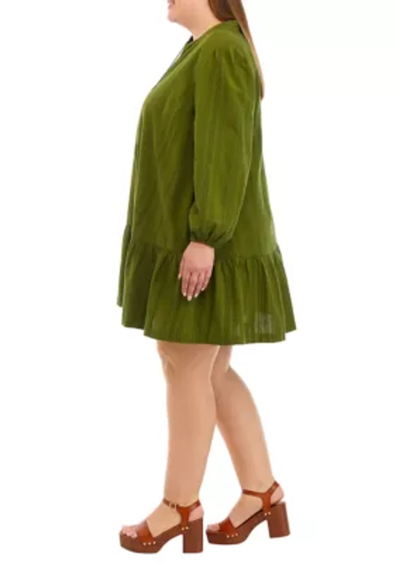 Plus Drop Waist Peasant Dress
