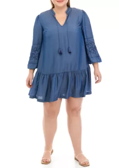 Plus Drop Waist Peasant Dress