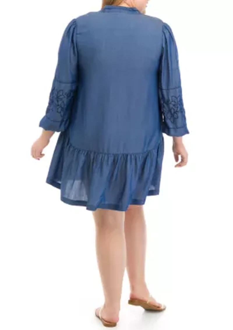 Plus Drop Waist Peasant Dress