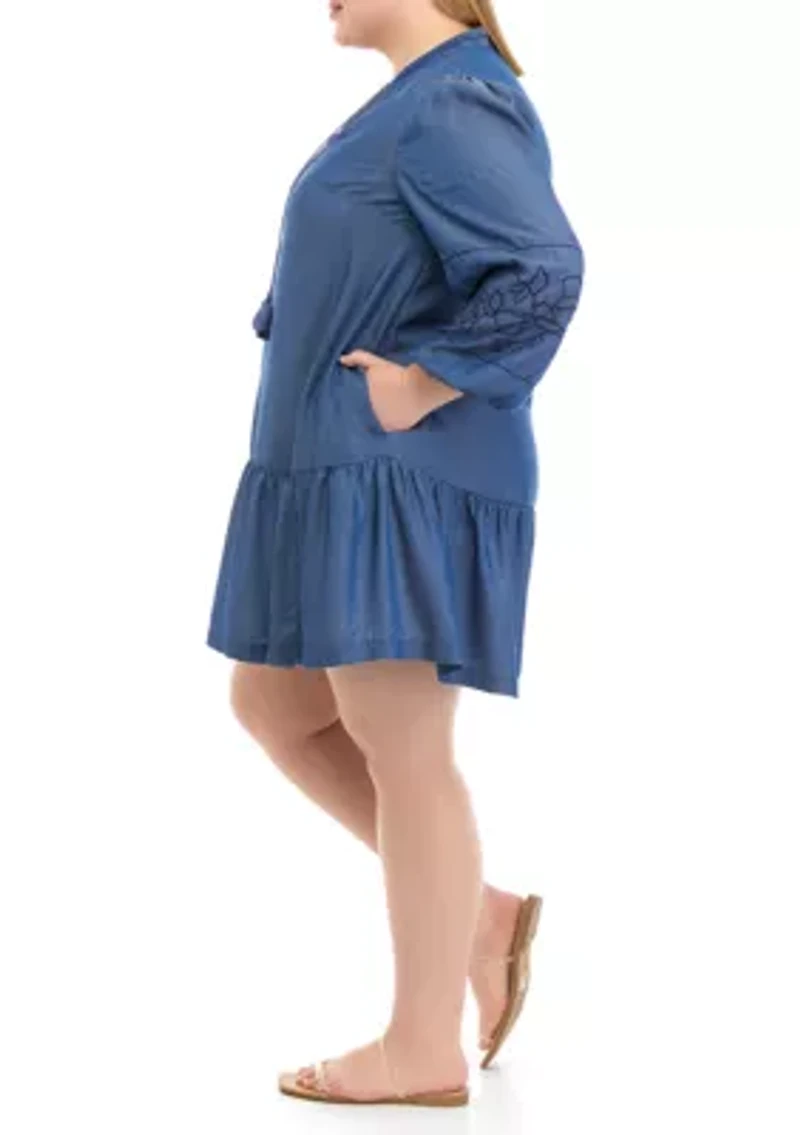 Plus Drop Waist Peasant Dress