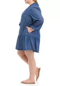 Plus Drop Waist Peasant Dress