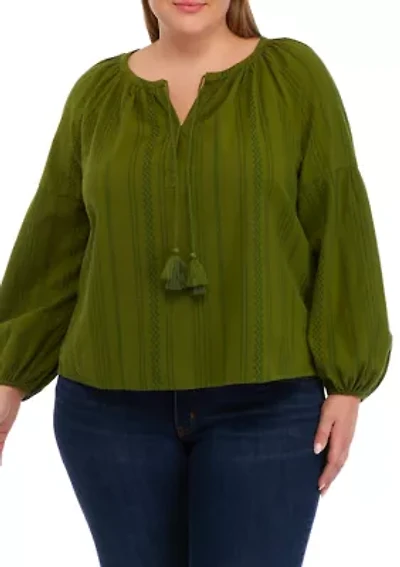 Plus Drop Shoulder Peasant Top