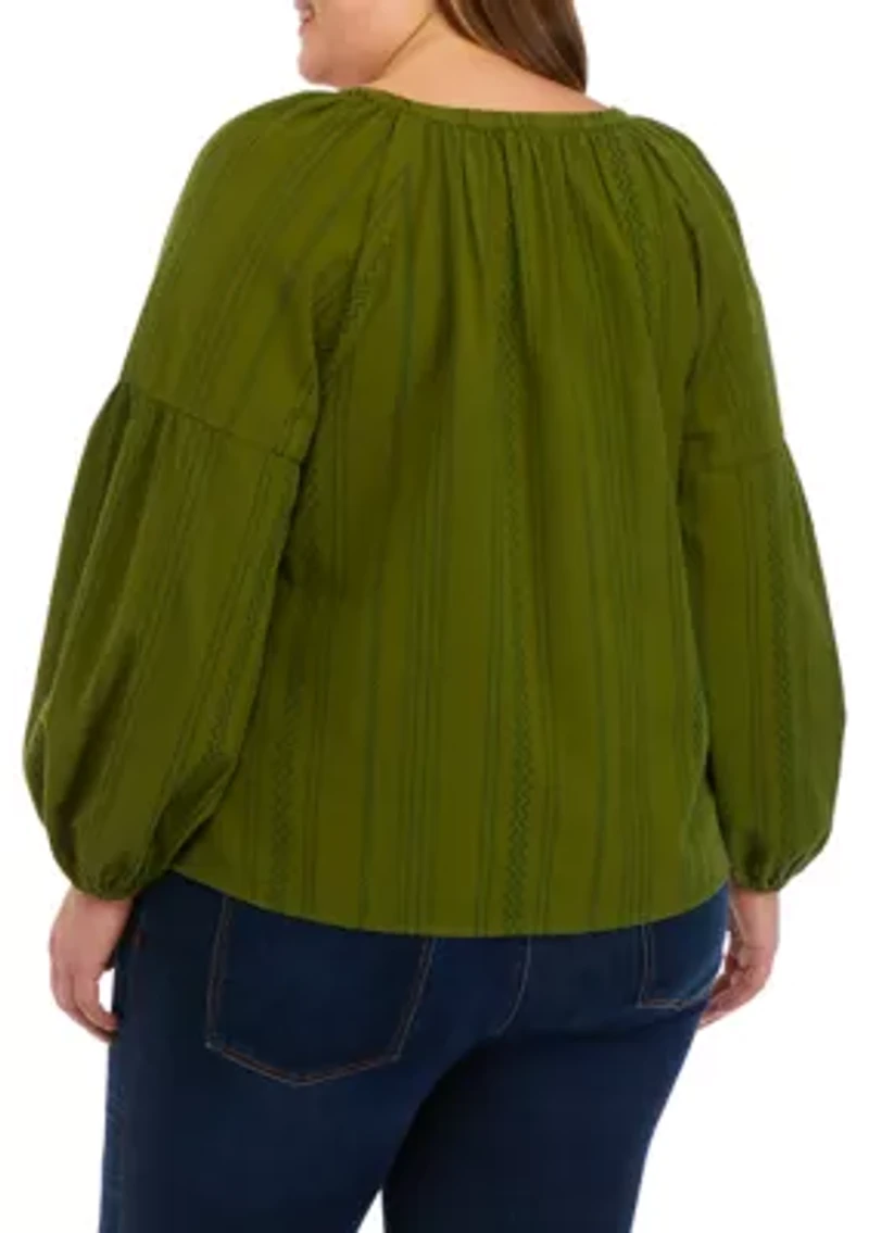 Plus Drop Shoulder Peasant Top