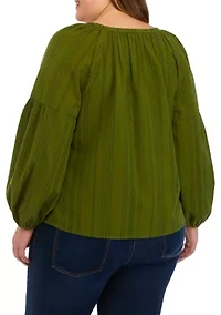 Plus Drop Shoulder Peasant Top