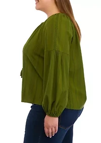Plus Drop Shoulder Peasant Top