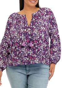 Plus Blouson Sleeve Floral Top