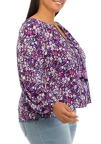 Plus Blouson Sleeve Floral Top
