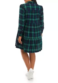 Plus Long Sleeve Printed Shirt Dress
