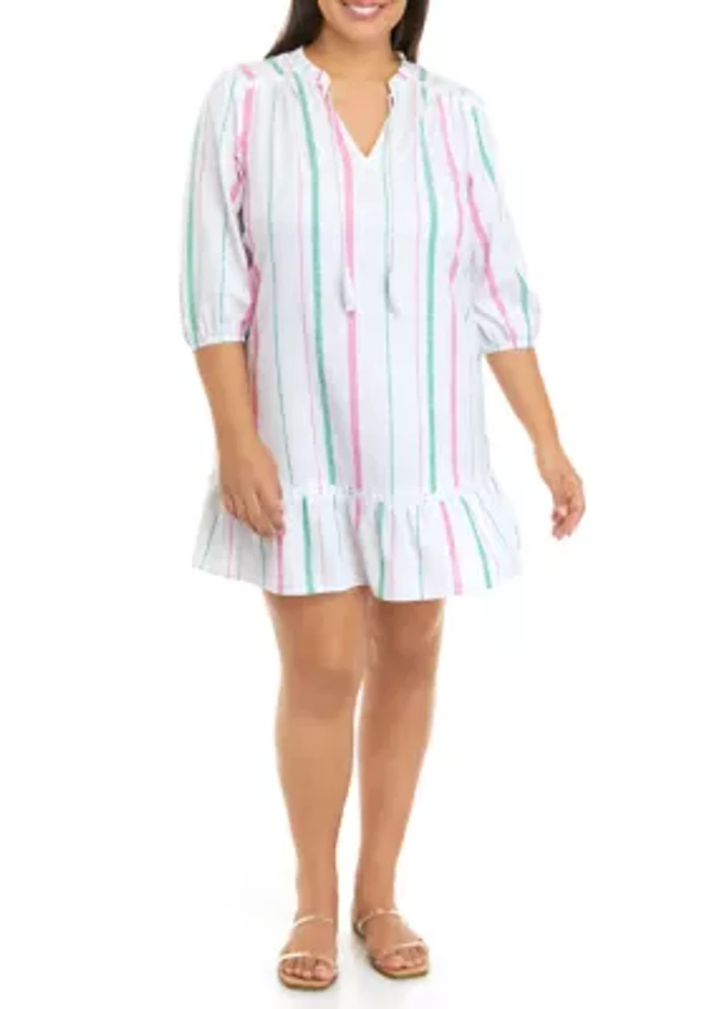 Plus 3/4 Sleeve Peasant Dress