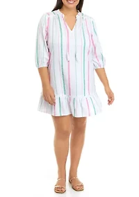 Plus 3/4 Sleeve Peasant Dress