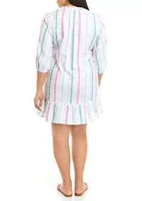 Plus 3/4 Sleeve Peasant Dress