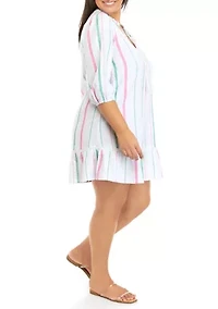 Plus 3/4 Sleeve Peasant Dress