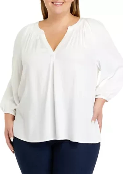 Plus 3/4 Sleeve Peasant Top