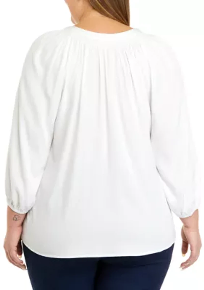 Plus 3/4 Sleeve Peasant Top