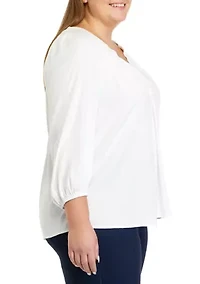 Plus 3/4 Sleeve Peasant Top