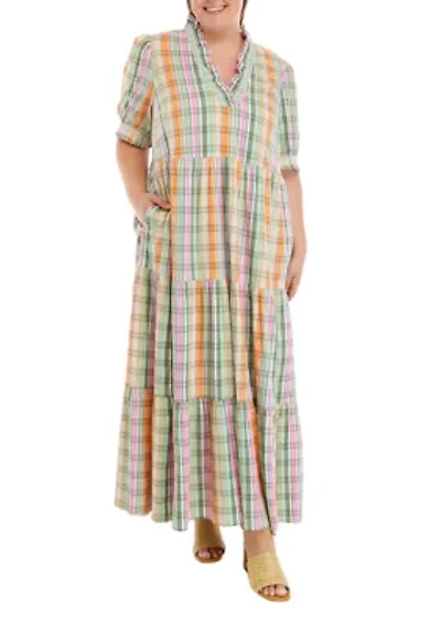 Plus Smocked Plaid Dress