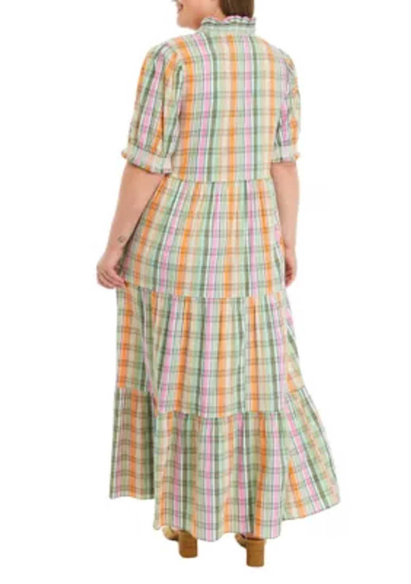 Plus Smocked Plaid Dress