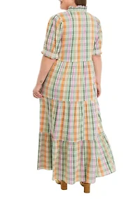 Plus Smocked Plaid Dress