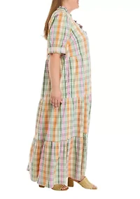 Plus Smocked Plaid Dress