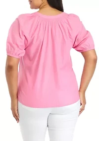 Plus Puff Sleeve Peasant Top