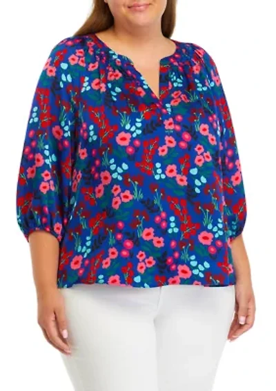 Plus Blouson Sleeve Animal Print Top