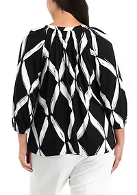 Plus Printed Peasant Blouse