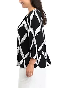 Plus Printed Peasant Blouse