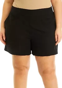 Plus Solid Linen Shorts