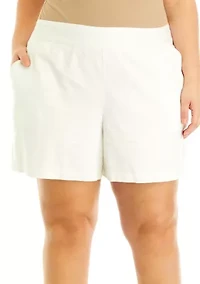 Plus Solid Linen Shorts