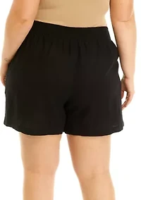 Plus Solid Linen Shorts