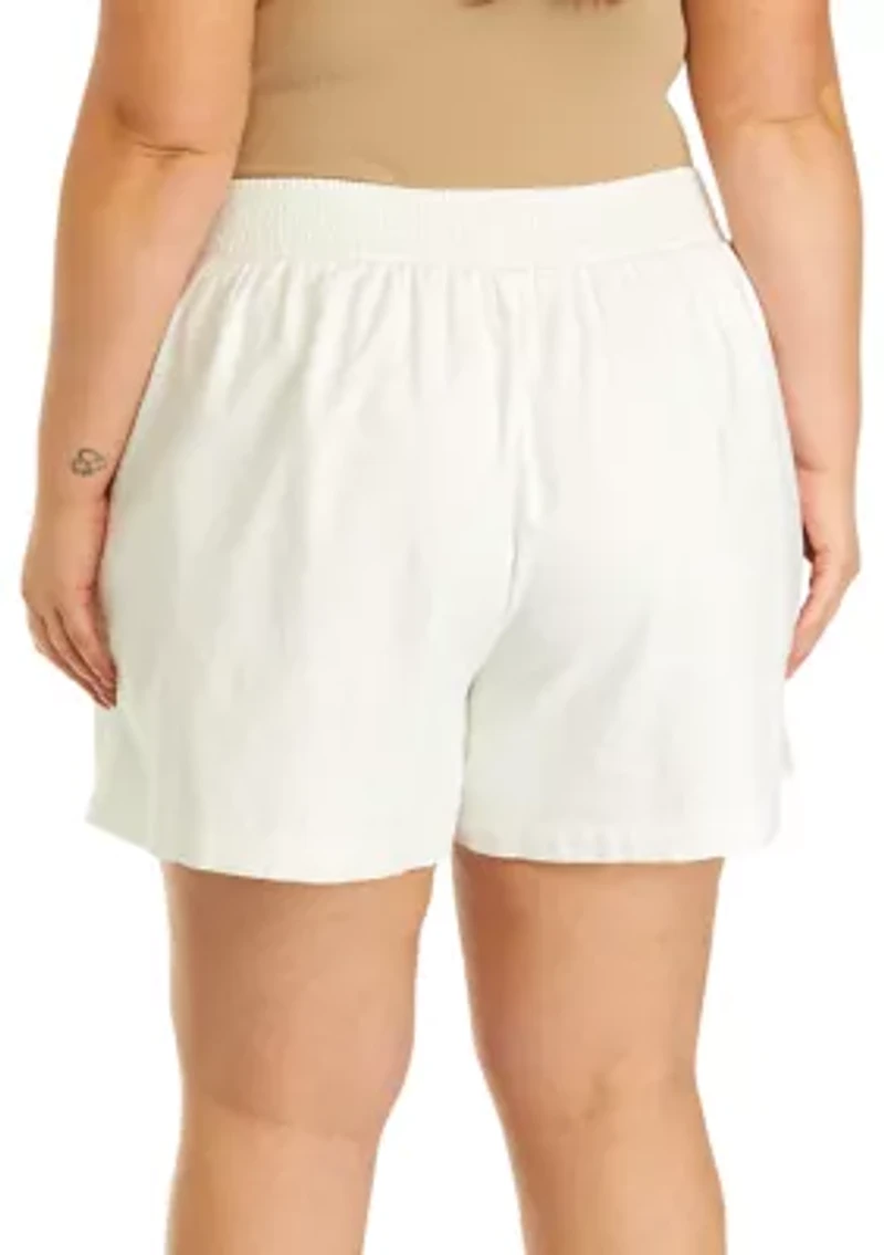 Plus Solid Linen Shorts