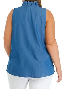 Plus Ruffle Neck Top