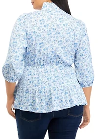 Plus Tiered Printed Ruffle Top