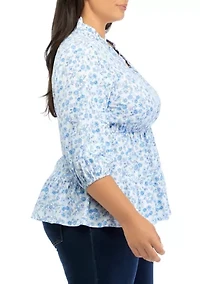 Plus Tiered Printed Ruffle Top