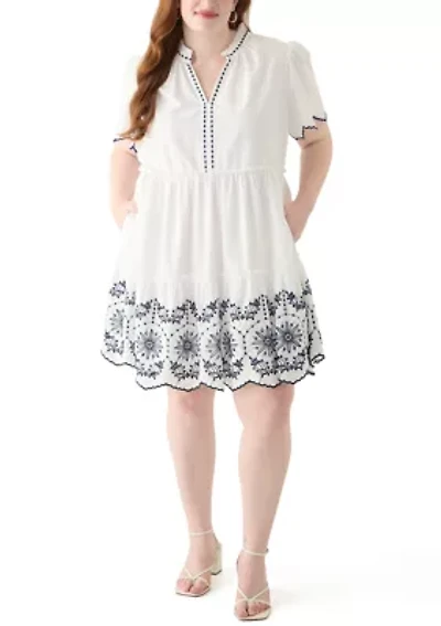 Plus Puff Sleeve Peasant Dress