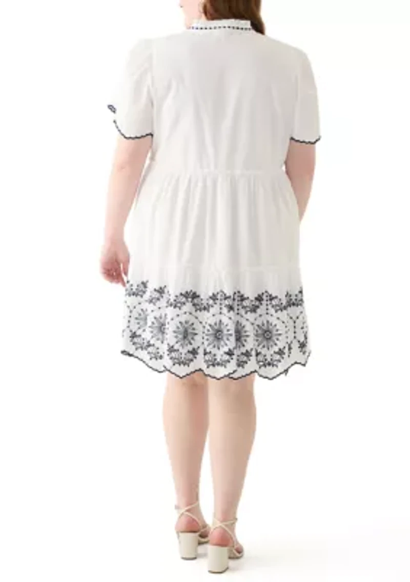 Plus Puff Sleeve Peasant Dress
