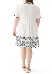 Plus Puff Sleeve Peasant Dress
