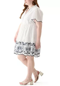 Plus Puff Sleeve Peasant Dress