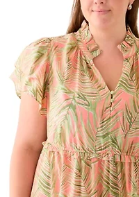 Plus Flutter Sleeve Printed Maxi Dress