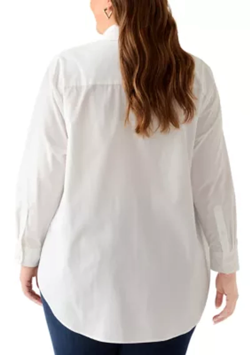 Plus Embellished Button Front Top