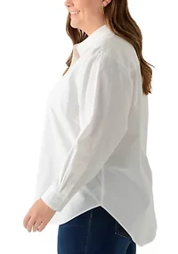 Plus Embellished Button Front Top