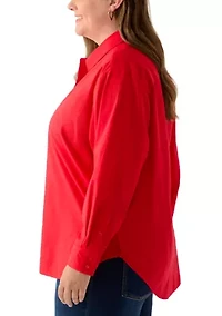 Plus Embellished Button Front Top