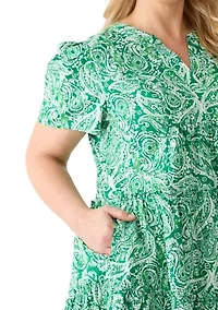 Plus Tired Printed Fit and Flare Mini Dress