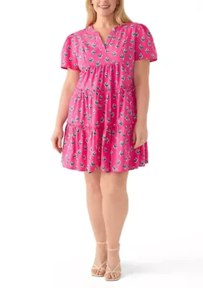 Plus Short Sleeve Tiered Dress