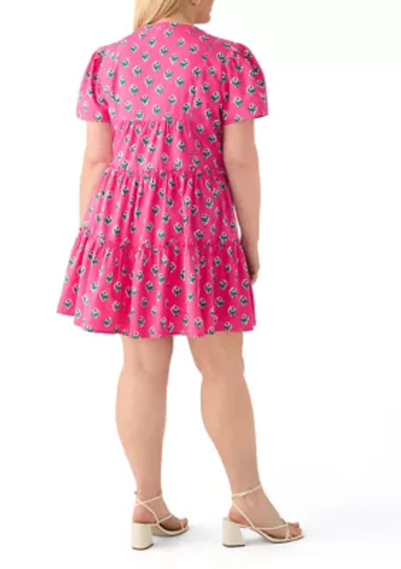 Plus Short Sleeve Tiered Dress