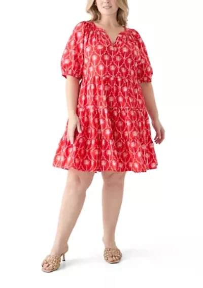 Plus Puff Sleeve Peasant Dress