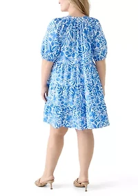 Plus Puff Sleeve Peasant Dress