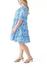 Plus Puff Sleeve Peasant Dress