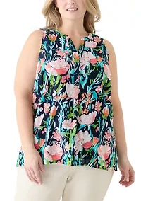 Plus Sleeveless Peasant Top
