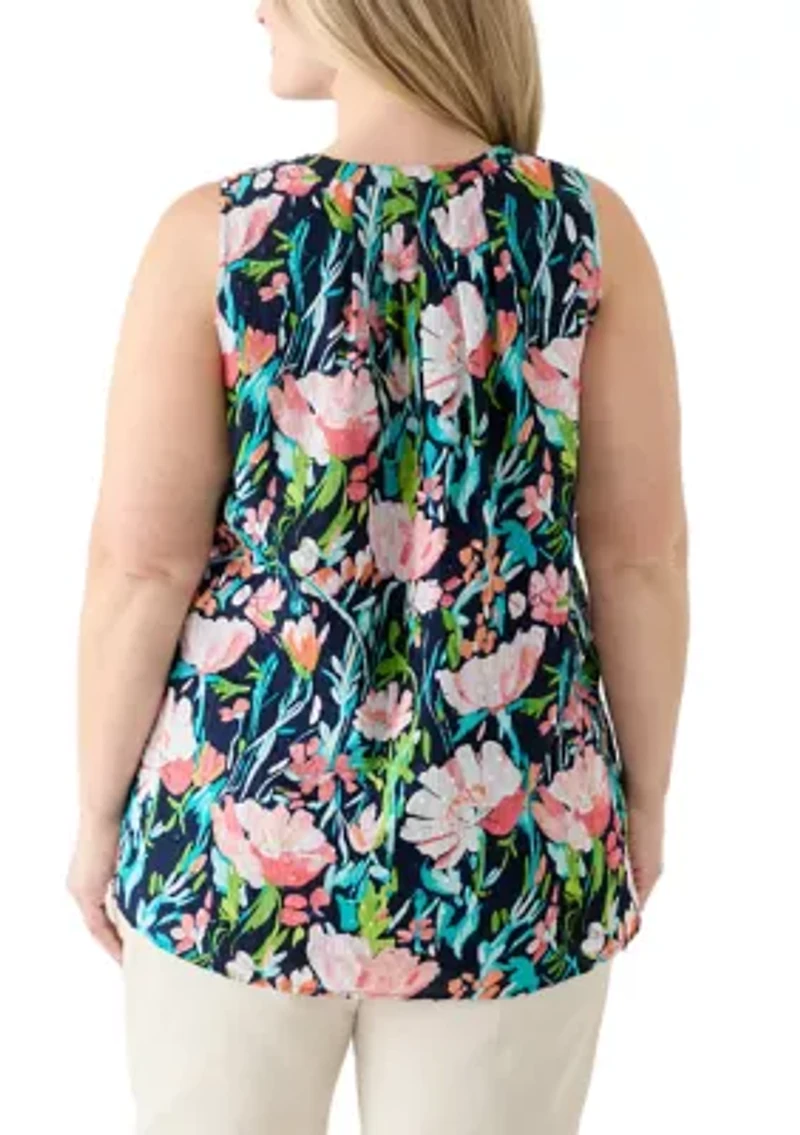 Plus Sleeveless Peasant Top